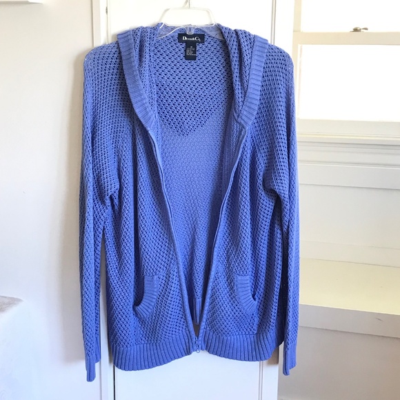 DENIM & CO. Cardigan Sweater Zip Up Hoodie Knit Blue Women’s Plus Size 1X - Picture 3 of 15